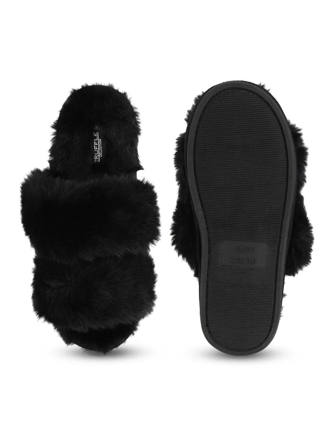 Black Fur Winter Warm Comfy Slipper (TC-INDSLIP2-BLK)