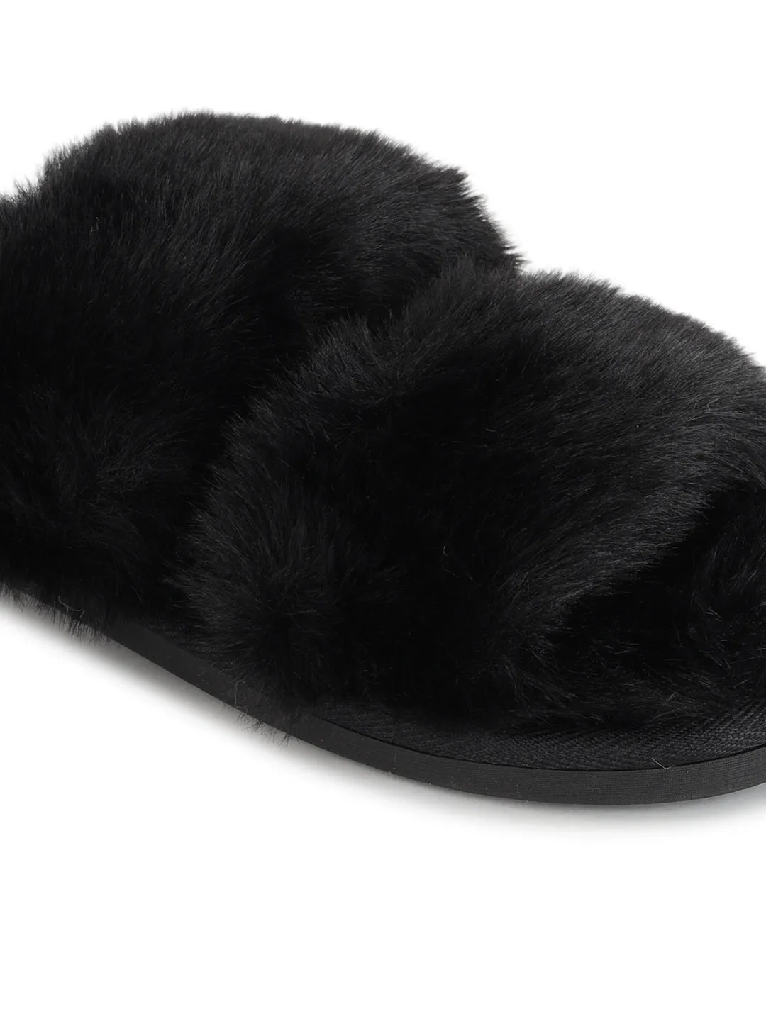 Black Fur Winter Warm Comfy Slipper (TC-INDSLIP2-BLK)