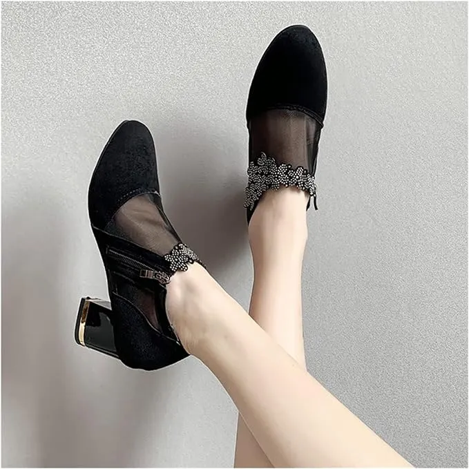 Block Heel Fashionable Net Women's Party Shoes S4211440