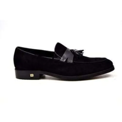 British Walkers Space Men's Black Suede and Leather Sophisticated Crepe Sole Loafers