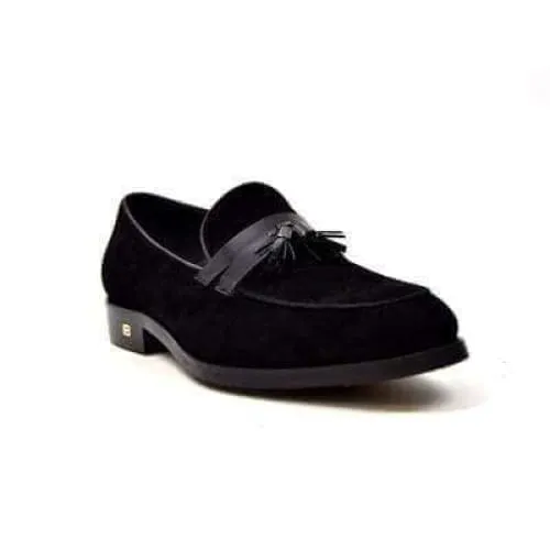 British Walkers Space Men's Black Suede and Leather Sophisticated Crepe Sole Loafers