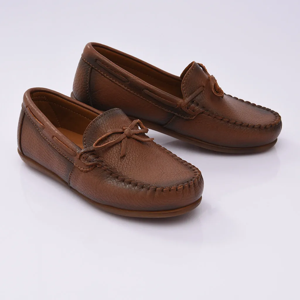 Brown Leather Moccasin Loafers