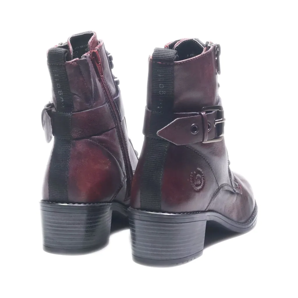 Bugatti Ankle Boots Leather Maroon Colour For Women