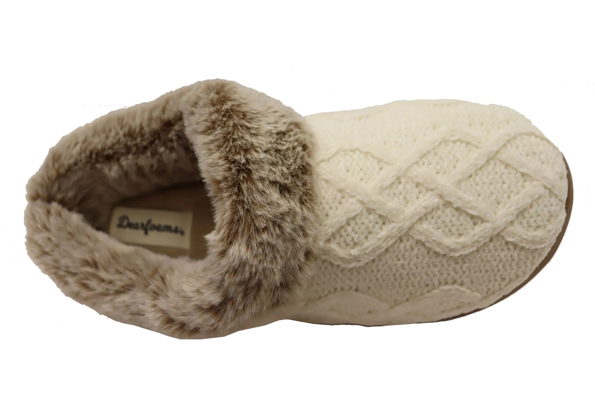 Dearfoams Womens Comfortable Hannah Chenille Knit Clog Slippers