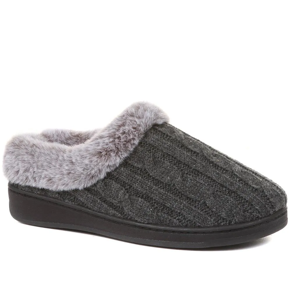 Faux-Fur Wide-Fit Slippers - QING36019 / 322 513