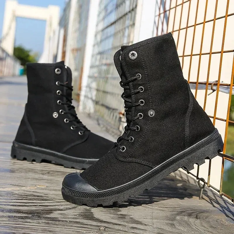 Funki Buys | Boots | Men's Canvas High Top Combat Boots