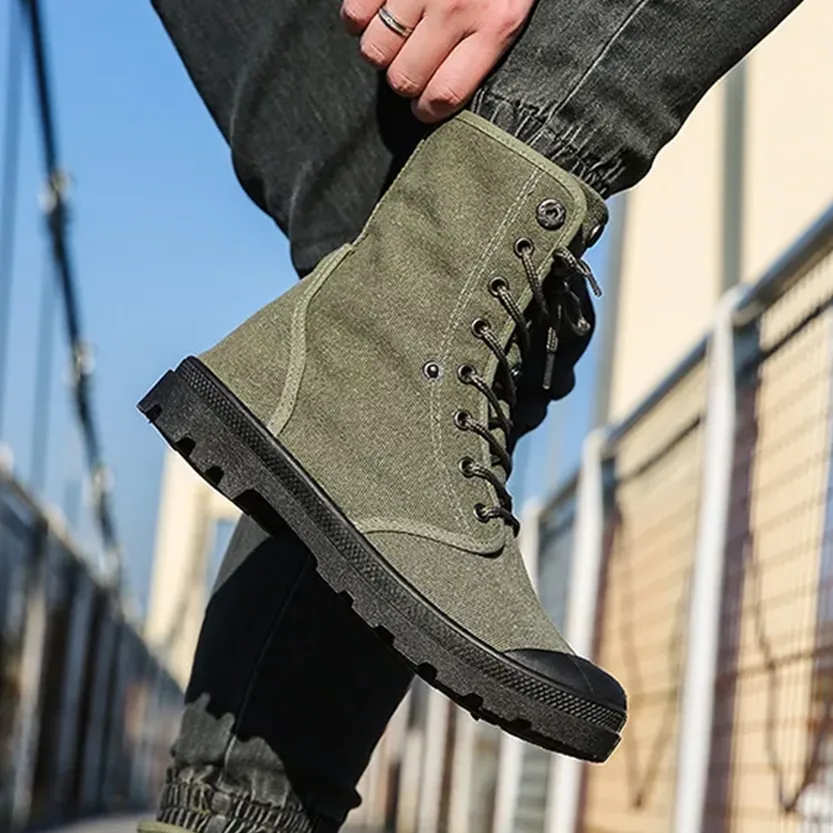 Funki Buys | Boots | Men's Canvas High Top Combat Boots