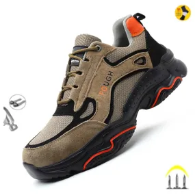 Genuine Leather Pigskin Work Shoes For Men Steel Toe Boots Construction Shoes Non-slip Industrial Shoes Male Footwear