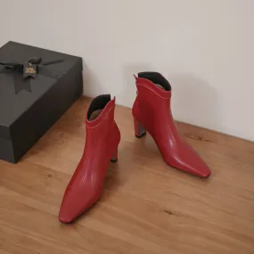 Ingrid Burgundy Ankle Boots with Heels