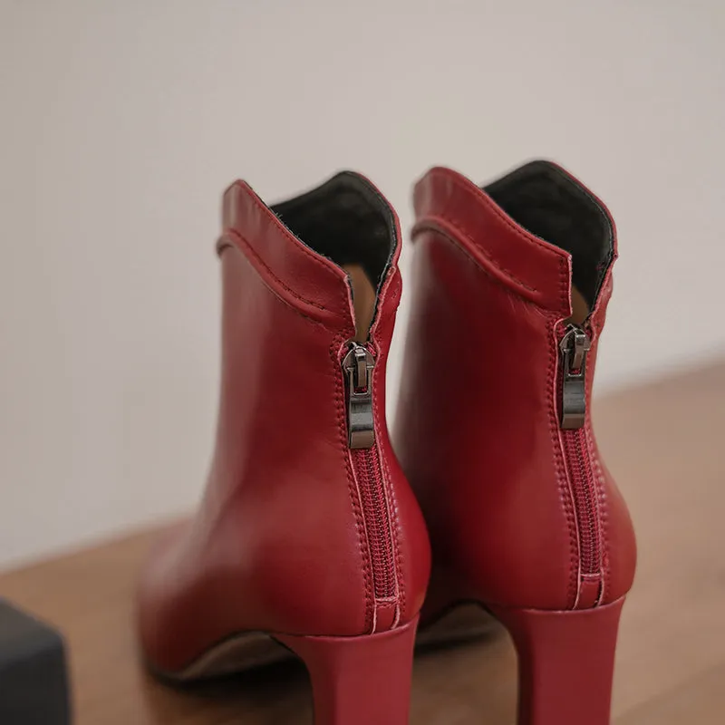 Ingrid Burgundy Ankle Boots with Heels