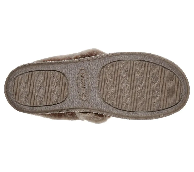 Ladies Skechers Bedroom Slippers Dark Taupe Cozy Memory Foam 32777 DKT