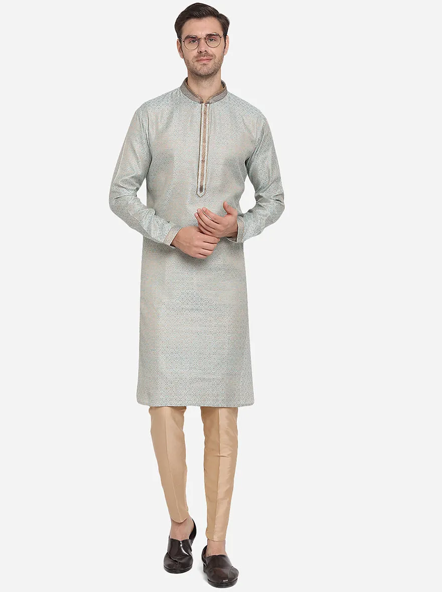 Light Blue & Golden Kurta Set | Azania