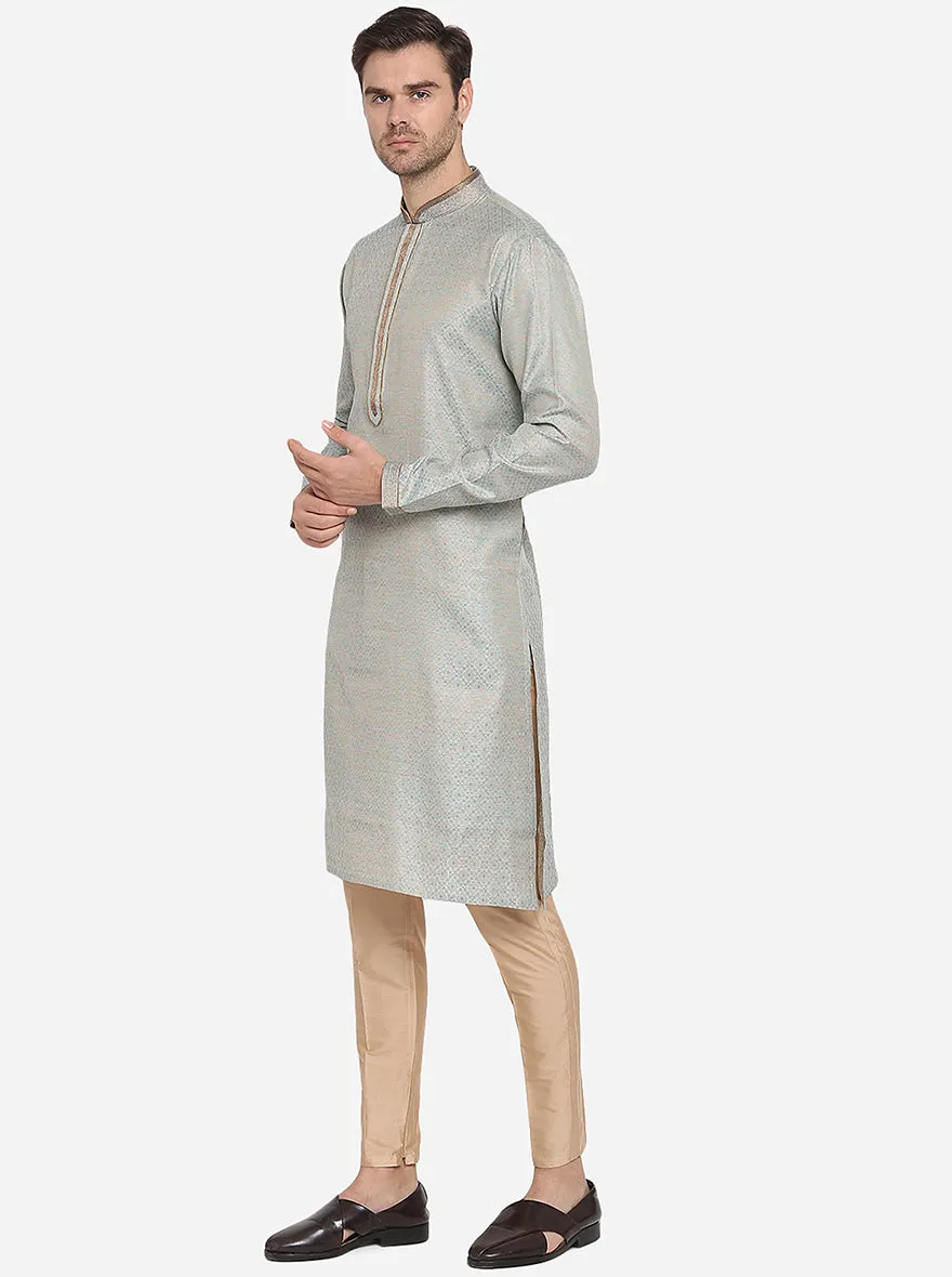 Light Blue & Golden Kurta Set | Azania