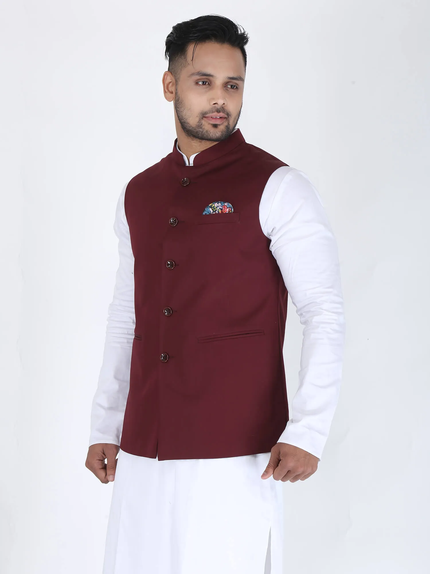 Maroon Solid Classic Modi Jacket