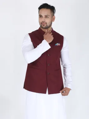 Maroon Solid Classic Modi Jacket