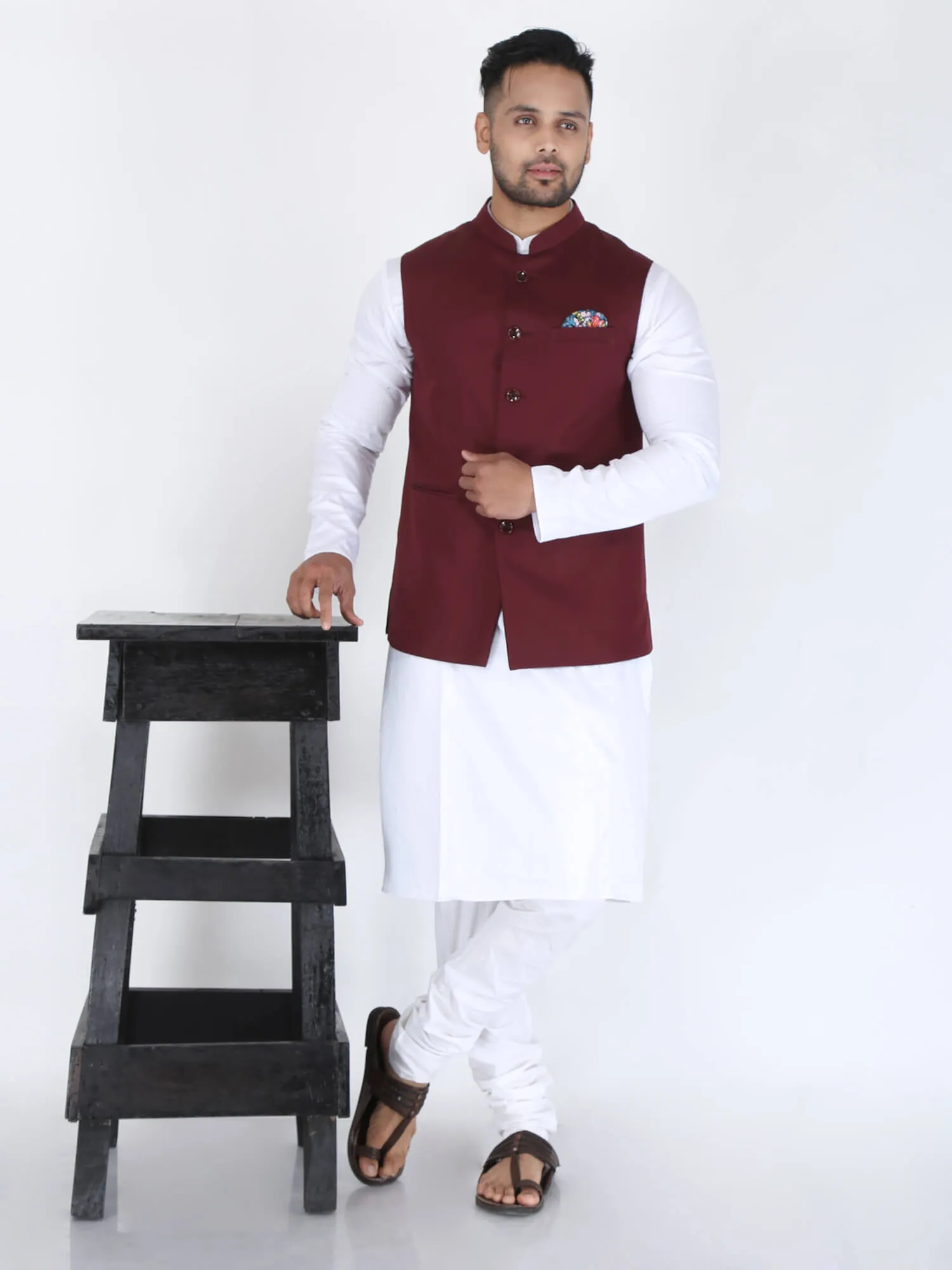 Maroon Solid Classic Modi Jacket