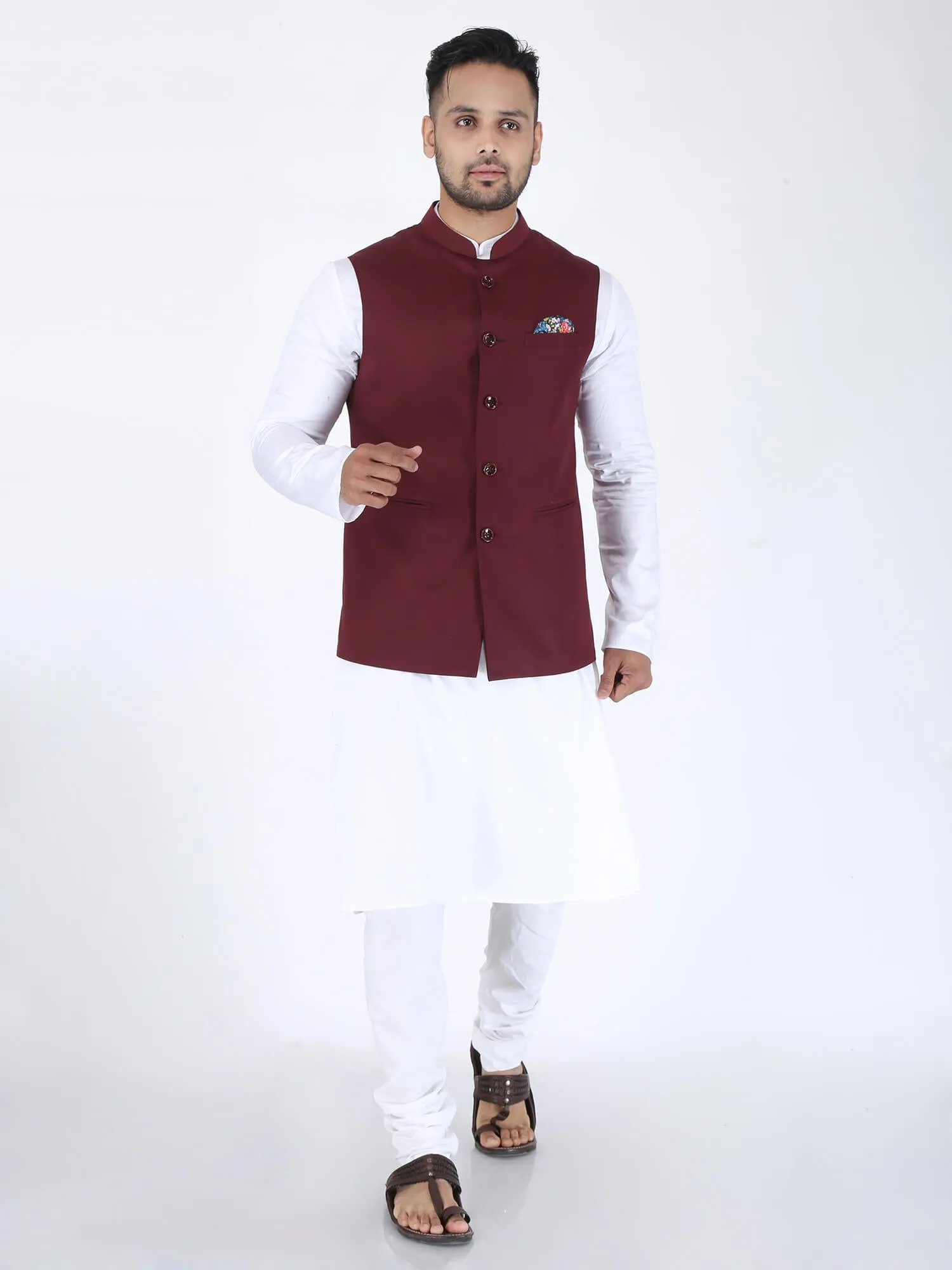 Maroon Solid Classic Modi Jacket