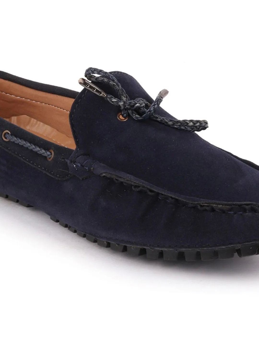 Men Blue Casual Suede Slip-On Loafers