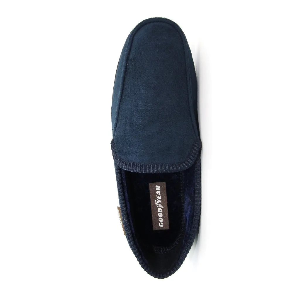 Mens Bedroom Slippers Navy Eden Goodyear Size 7 to 11