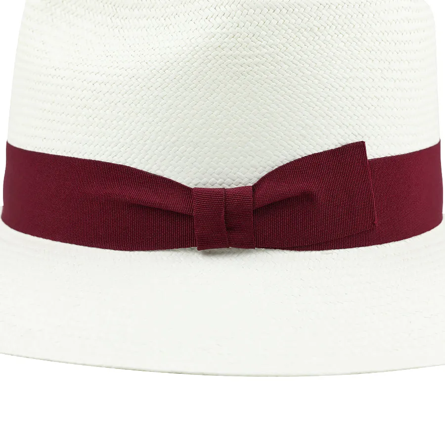 Panama Hat - Ivory / Burgundy Ribbon - Llano