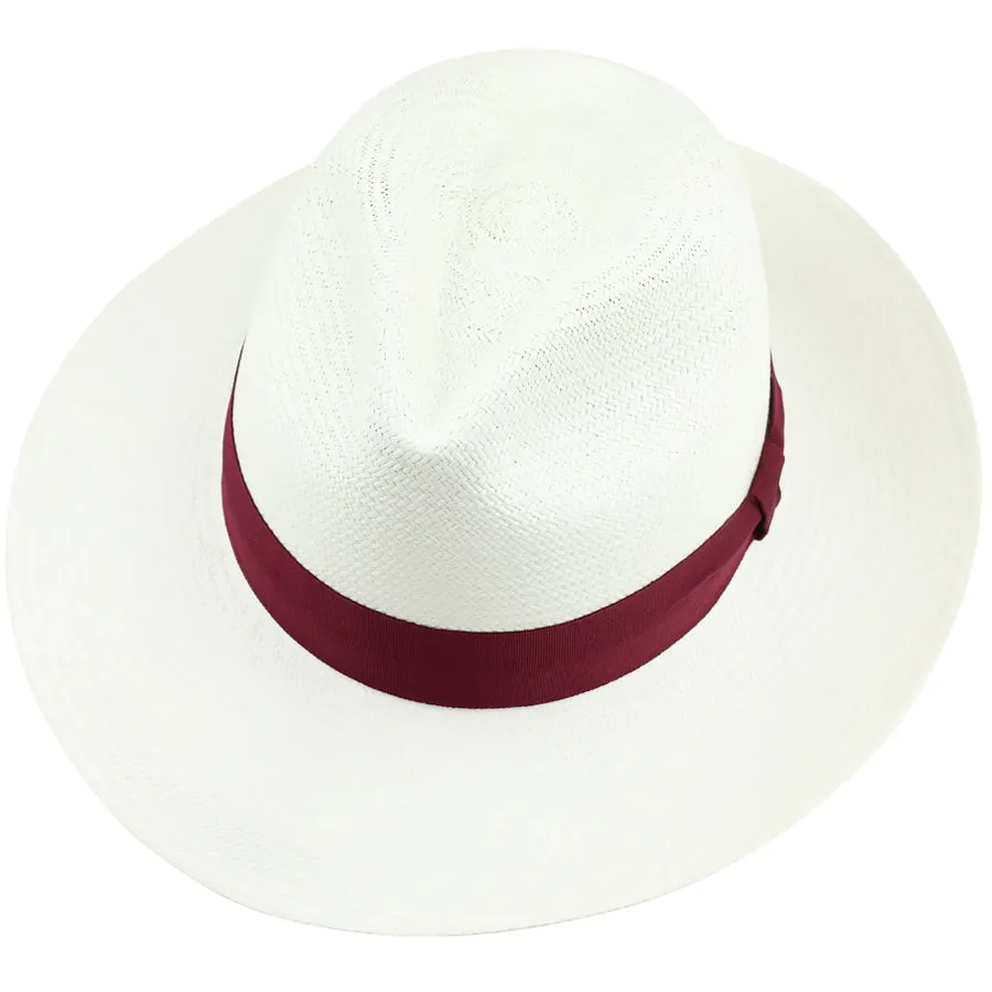 Panama Hat - Ivory / Burgundy Ribbon - Llano