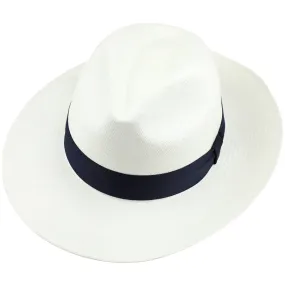 Panama Hat - Ivory / Navy Ribbon - Llano