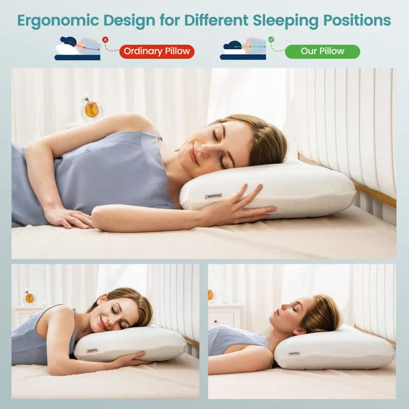 Set of 2 Gel Memory Foam Pillow 3D Cutting Air Flow Cooling Pillows with Pillowcase