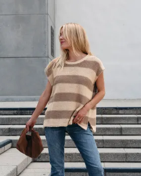 Tan and Mocha Striped Pullover Sweater - FINAL SALE