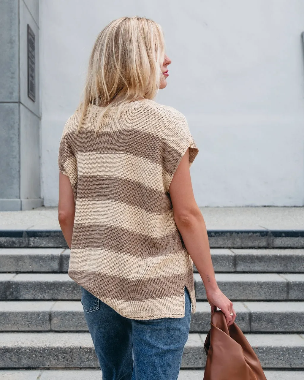 Tan and Mocha Striped Pullover Sweater - FINAL SALE