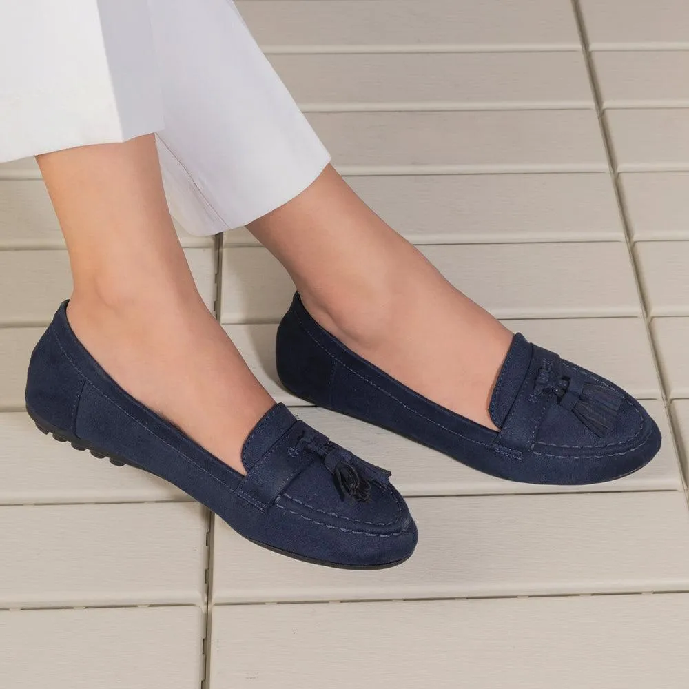 Tresmode Jonum Blue Women's Dress Tassel Loafers