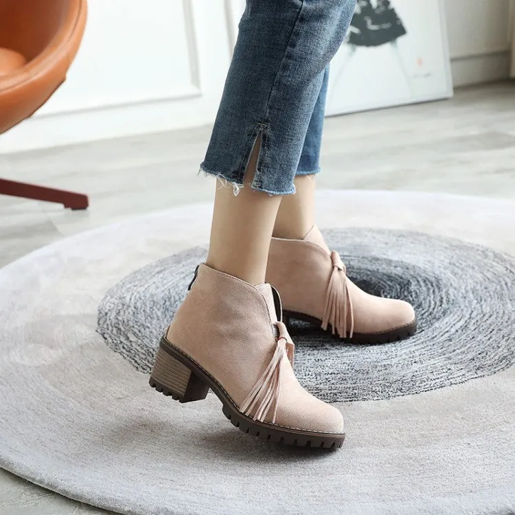 Women Tassel High Heels Short Boots Shoes Woman