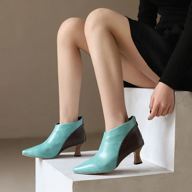 Women's Pointed Toe Hoof Heel Loafer Shoes