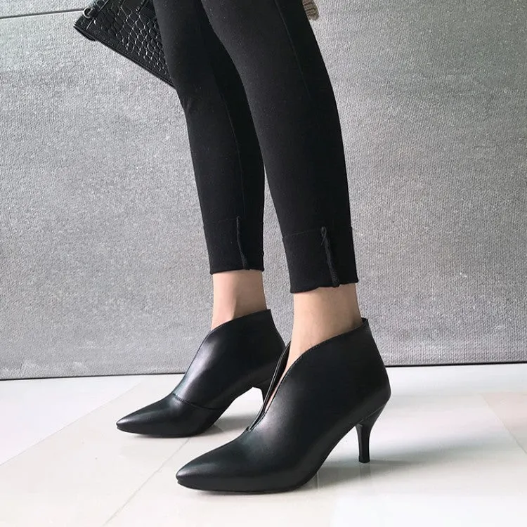 Women's Pointed Toe Kitten Heel Ankle Boots