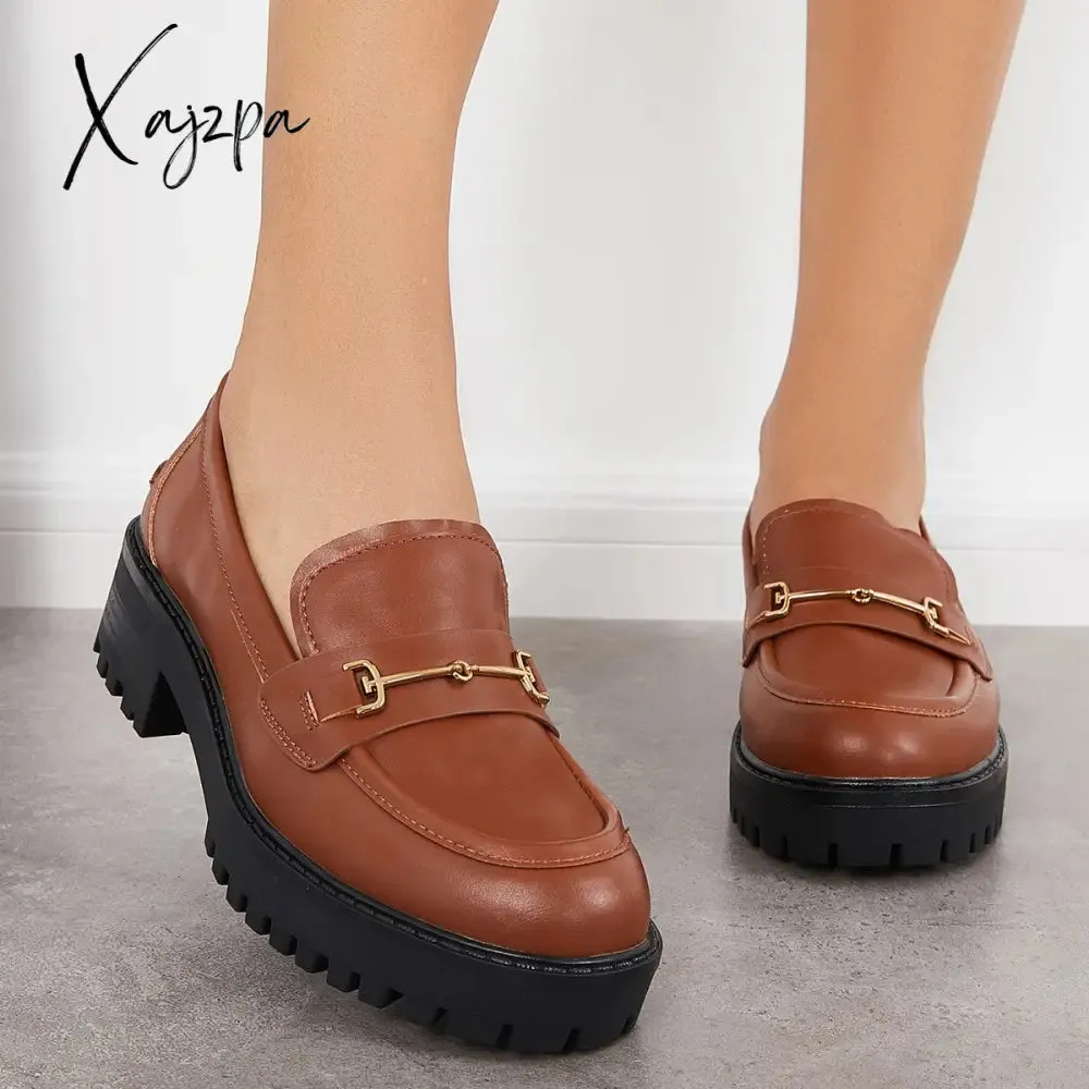 Xajzpa - Women Comfy Round Toe Platform Loafers