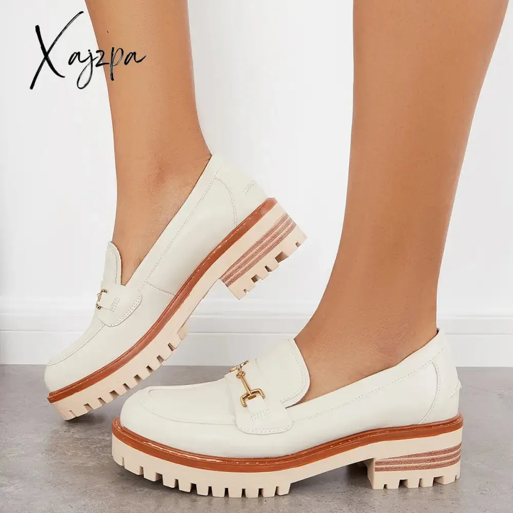 Xajzpa - Women Comfy Round Toe Platform Loafers