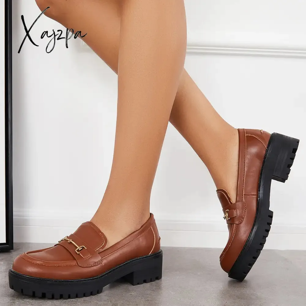 Xajzpa - Women Comfy Round Toe Platform Loafers