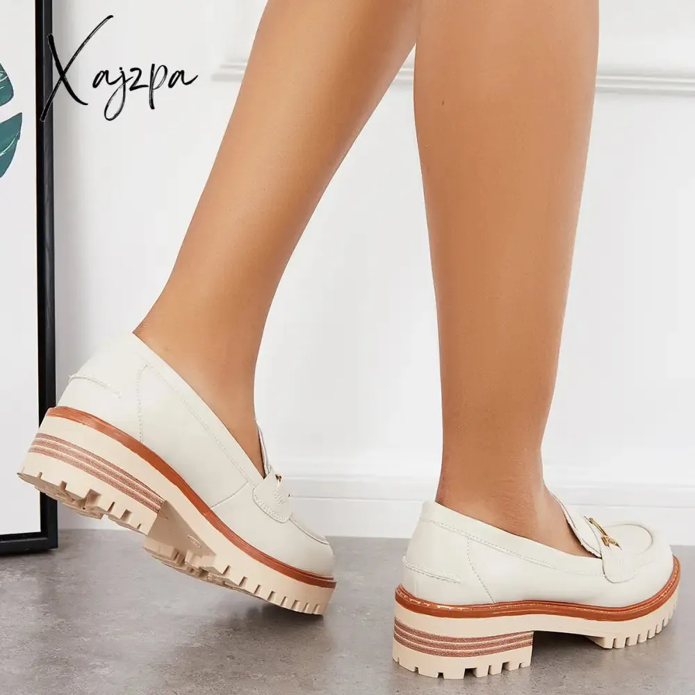 Xajzpa - Women Comfy Round Toe Platform Loafers