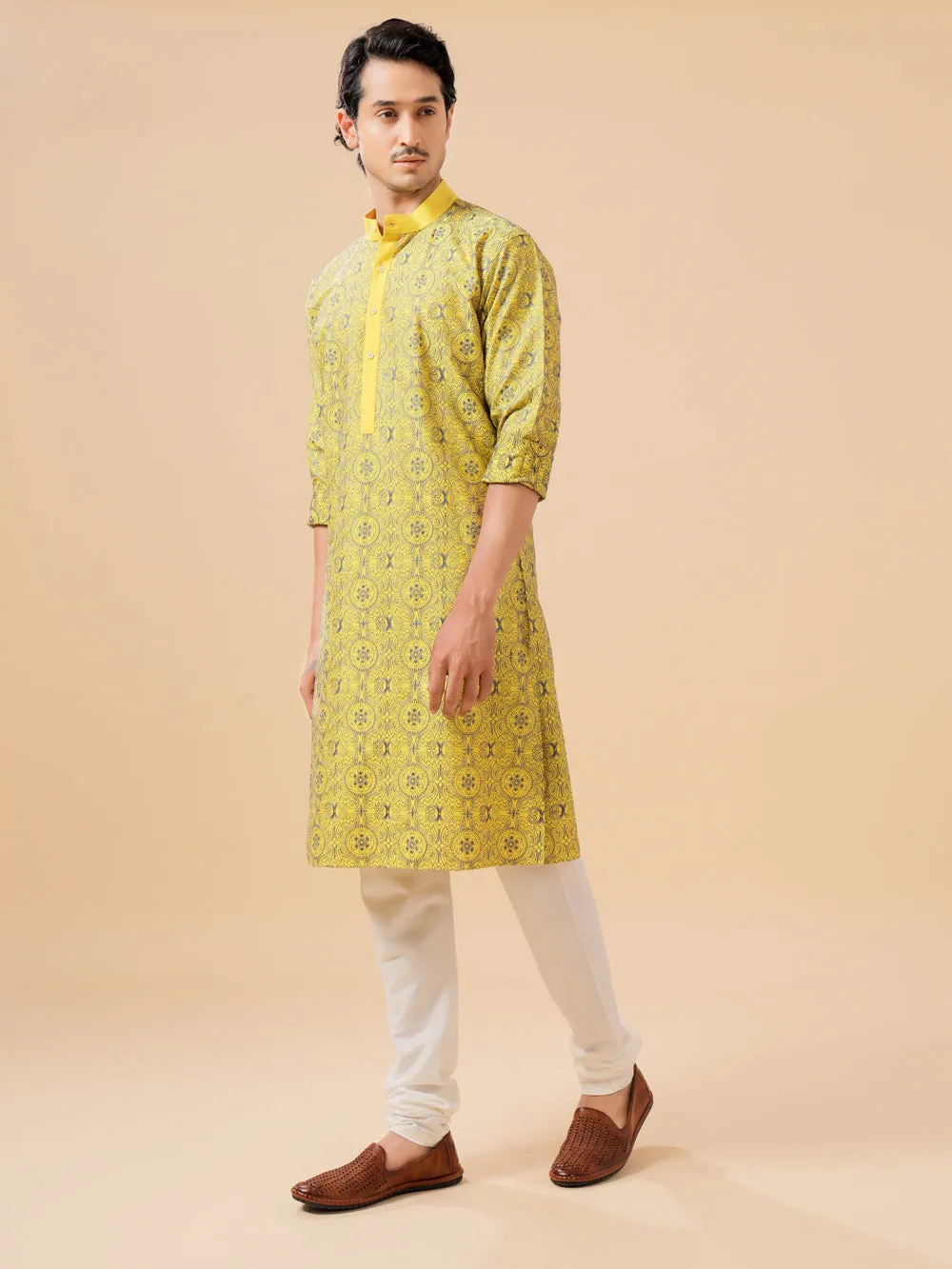 Yellow Embroidered Kurta