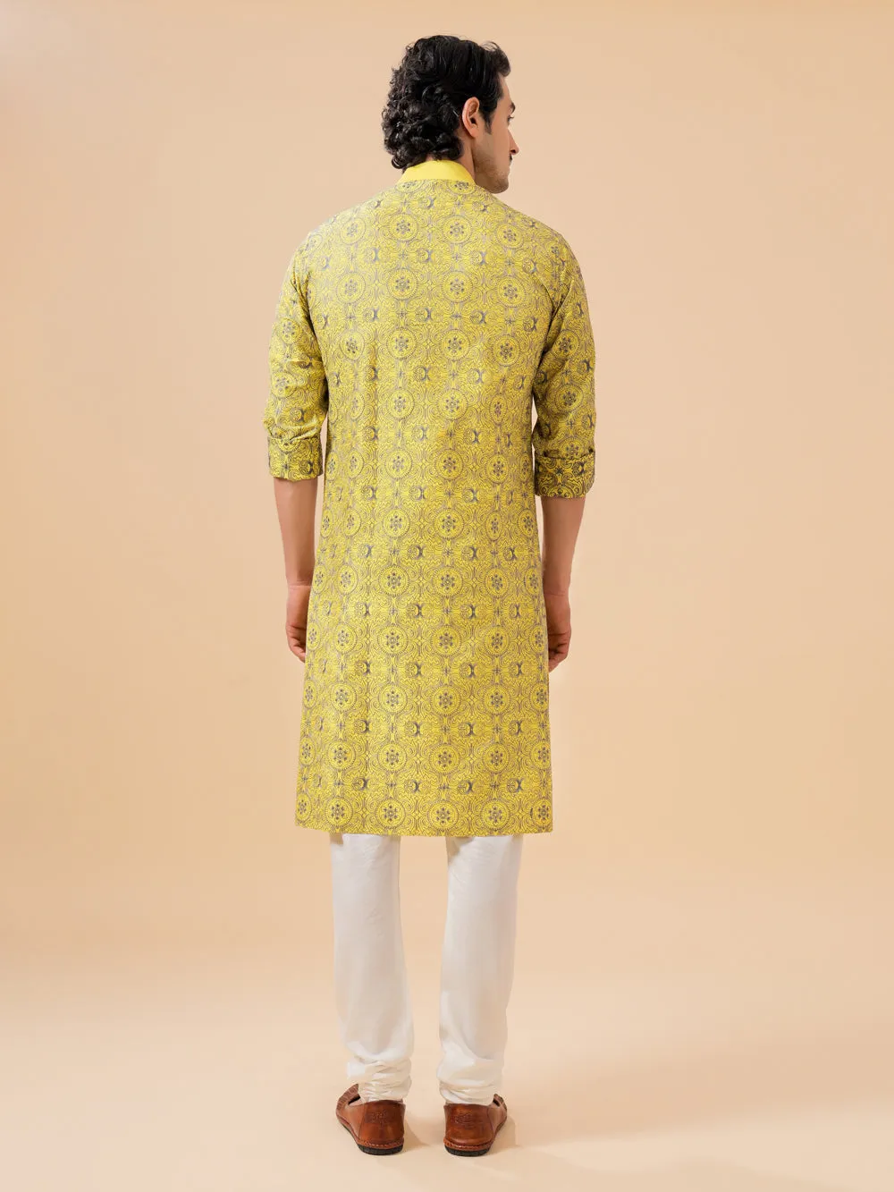 Yellow Embroidered Kurta