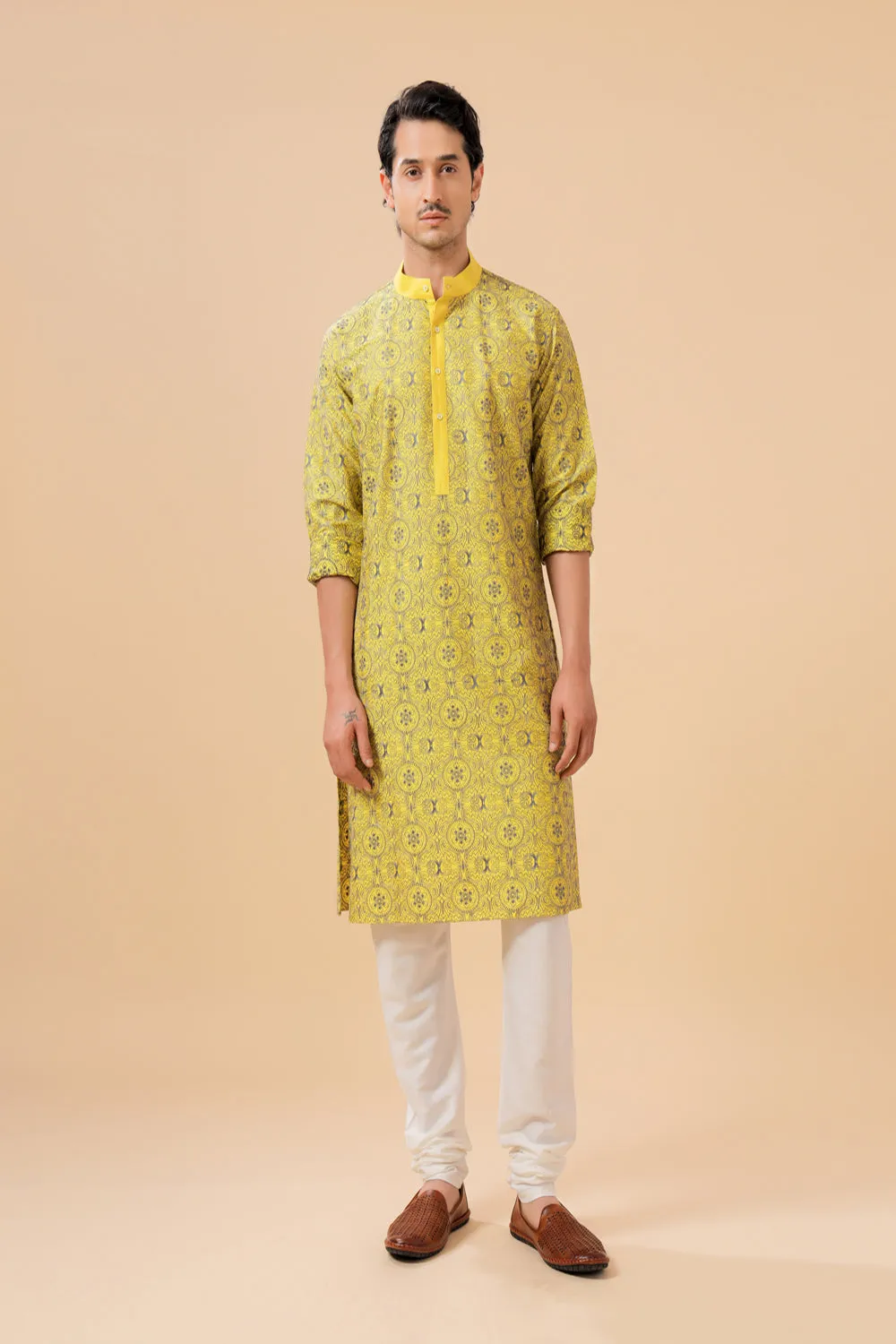 Yellow Embroidered Kurta